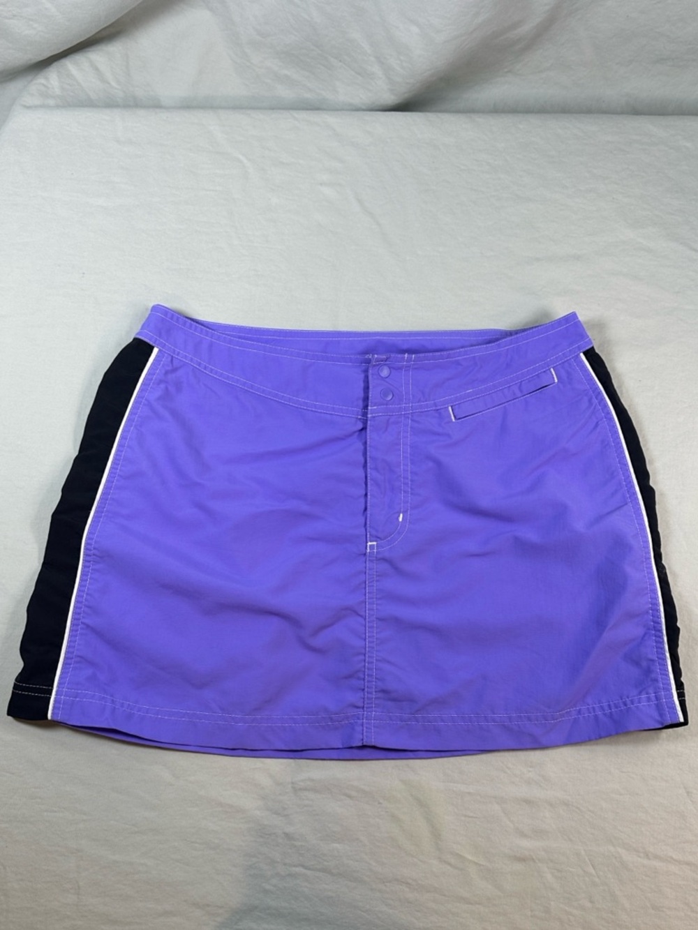 L. L. Bean Supplex Nylon Swim Skirt Snap Front Zip Fly Size 8